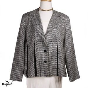 Vintage Plaza South Black White Herringbone Jacket w Black Insets WP16 - Hey Viv